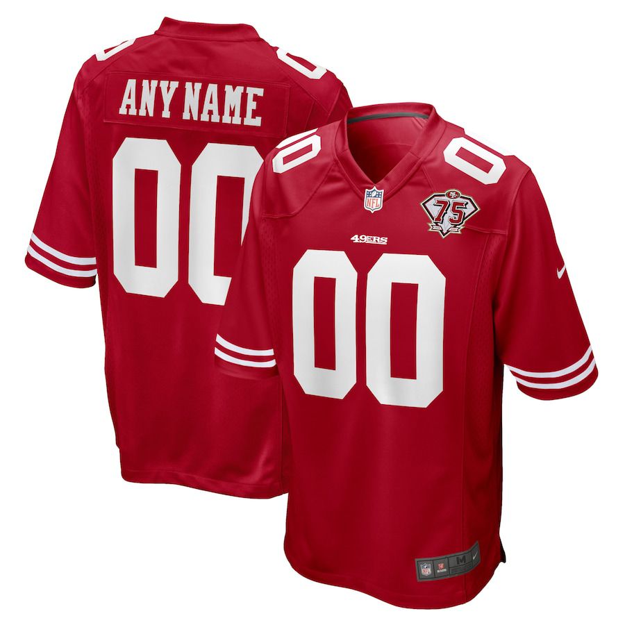 Men San Francisco 49ers Nike Scarlet 75th Anniversary Custom Game NFL Jersey